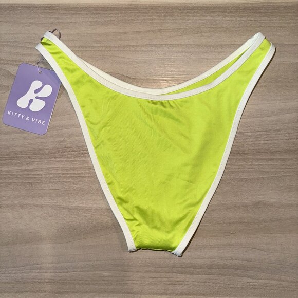 NWT Kitty and Vibe Chartreuse Cheeky Bikini Bottom Zuma S2 Neon Yellow Small - Picture 6 of 8